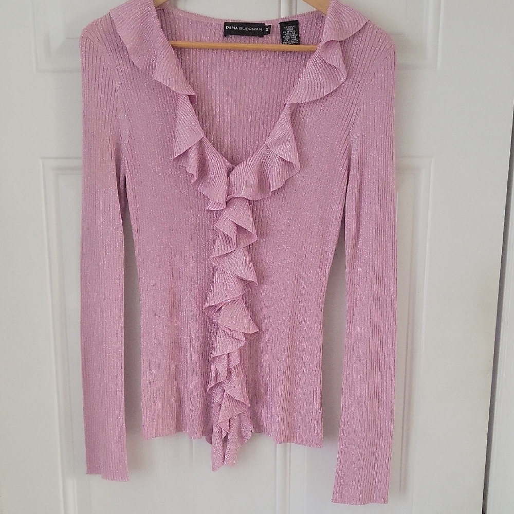 Dana Buchman Metallic Pink Knit Top